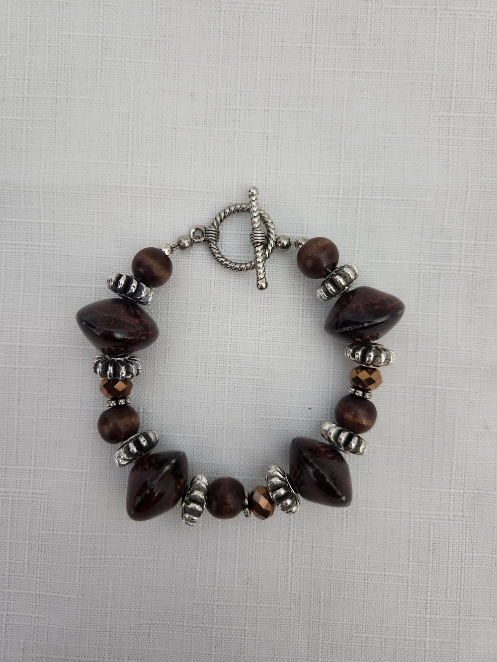 Handcrafted Brown Bead Toggle Bracelet